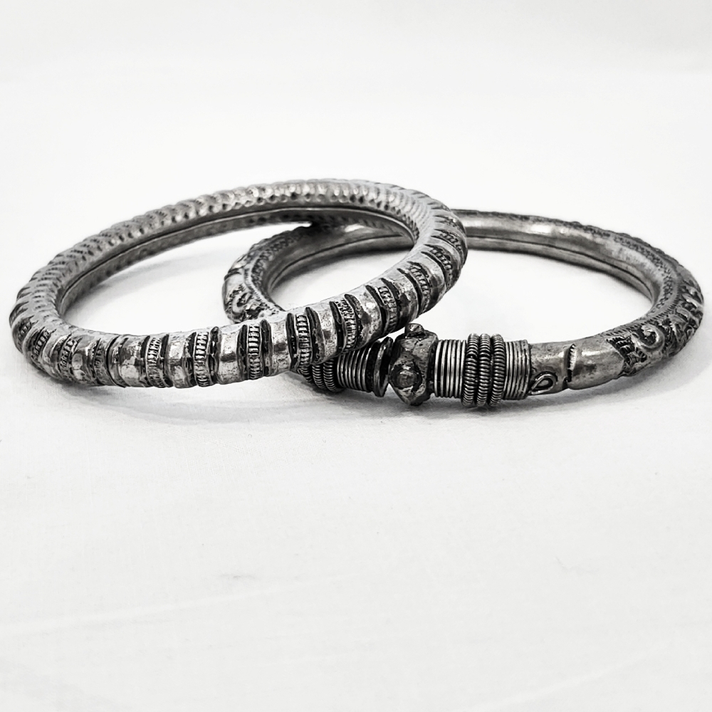 Bundle of Vintage Silver Tribal Bangle Bracelets